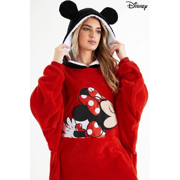 Women's Red Hoodies, Oversized Blanket Hoodie, Minnie and Mickey Gifts - Picture 6 of 7